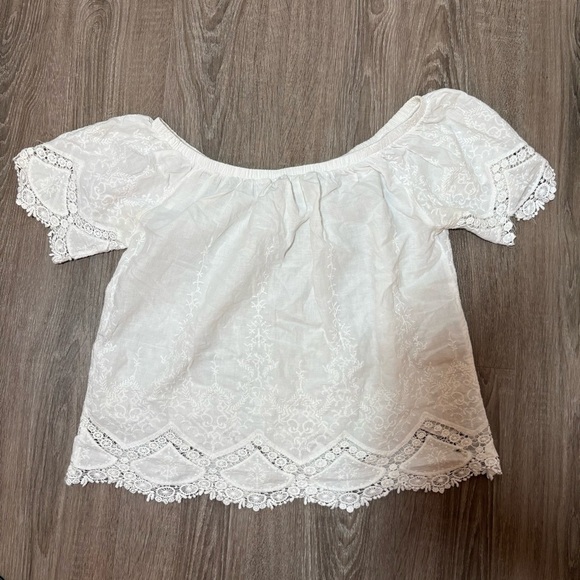 Full Tilt Cottagecore White Cotton Lace Embroidered Cropped Top Size Small - Picture 4 of 10